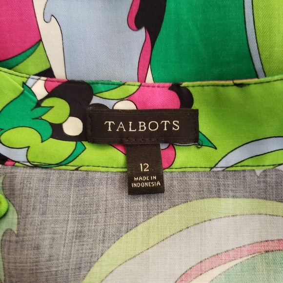 Talbots 12 nehru button collar multicolored floral - Picture 9 of 13